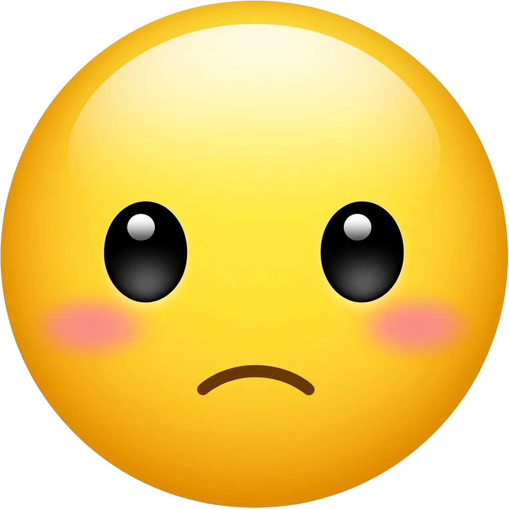 Round Yellow face with big cute eyes more cute And mouth like a little bit Down And make it cute emoji