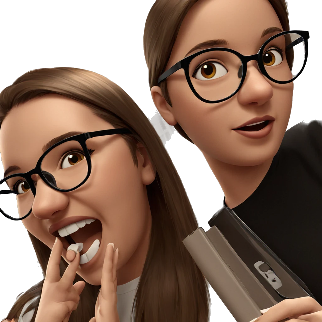 brown-haired girls with glasses emoji