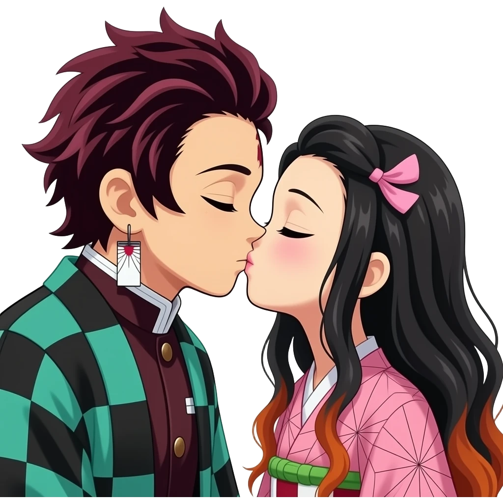 Zenitsu and nezuko kissing emoji