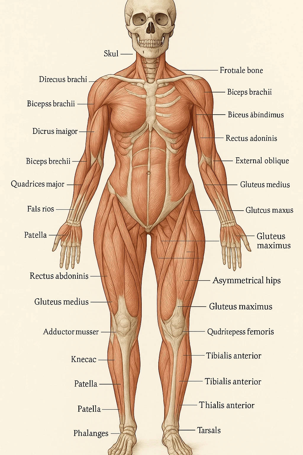 Donna vista anatomicamente con fianchi asimmetrici emoji