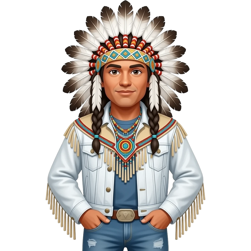 native american version of marty mcfly in fancy dancer regalia emoji