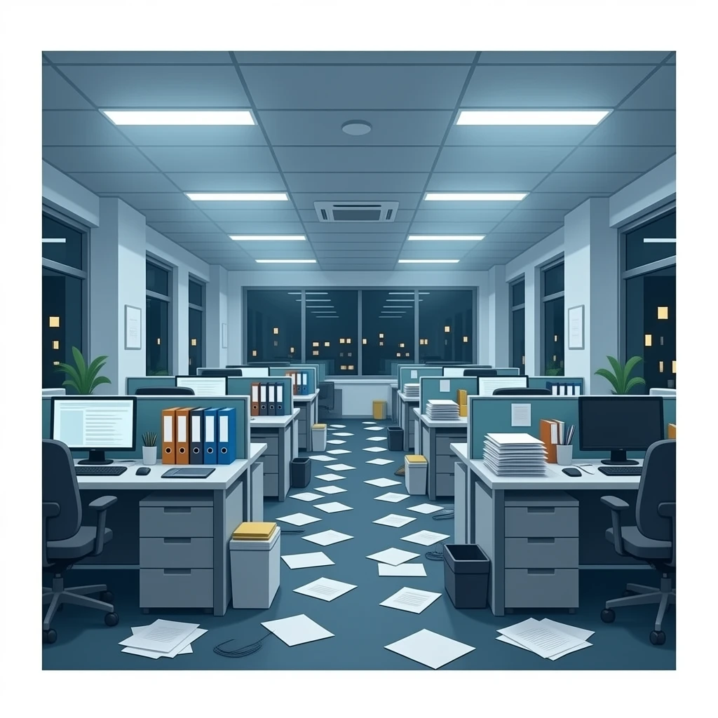 una imagen que respresente la falta de estrucura en un negocion con el mismo estilo de las imagenes anteriores emoji