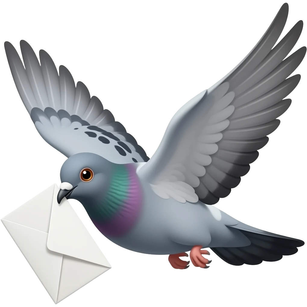 pigeon flying with email emoji