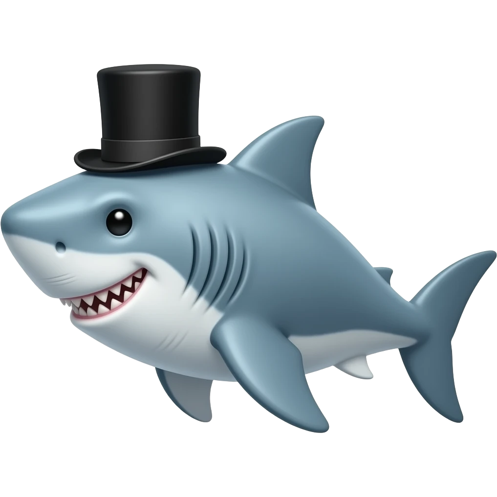 Shark with a top hat emoji