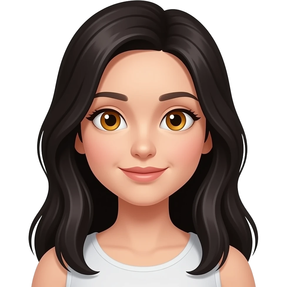 Mujer embarazada pelo largo negro ojos miel emoji