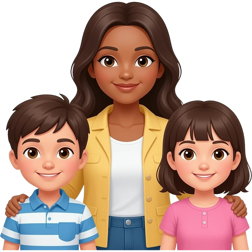 Maman solo de 3 enfants 1 garçon et 2 filles emoji