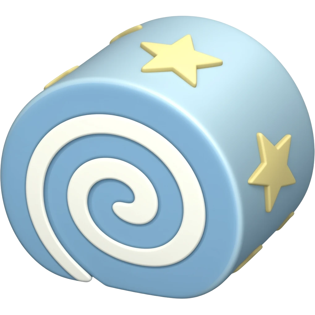 Light blue starry light blue cake roll emoji