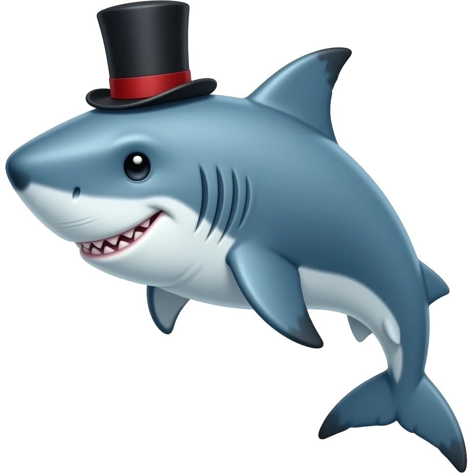 Shark with a top hat emoji