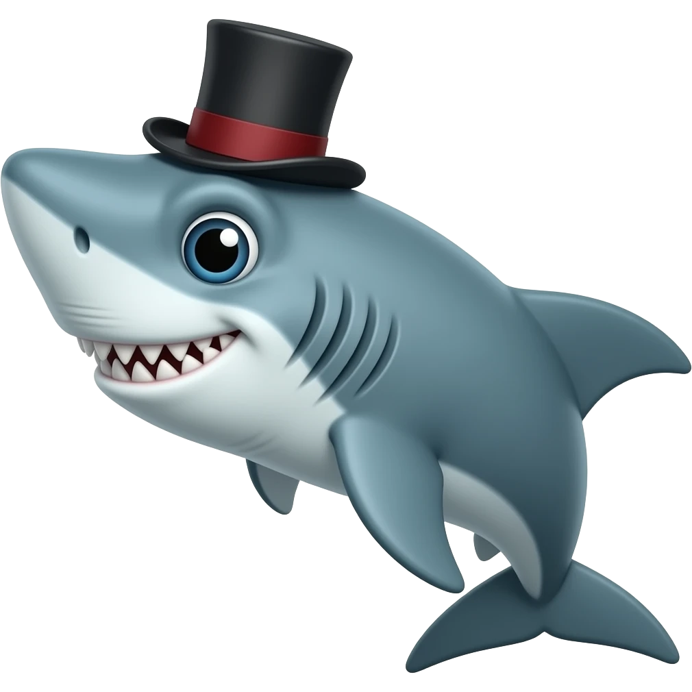 Shark with a top hat emoji