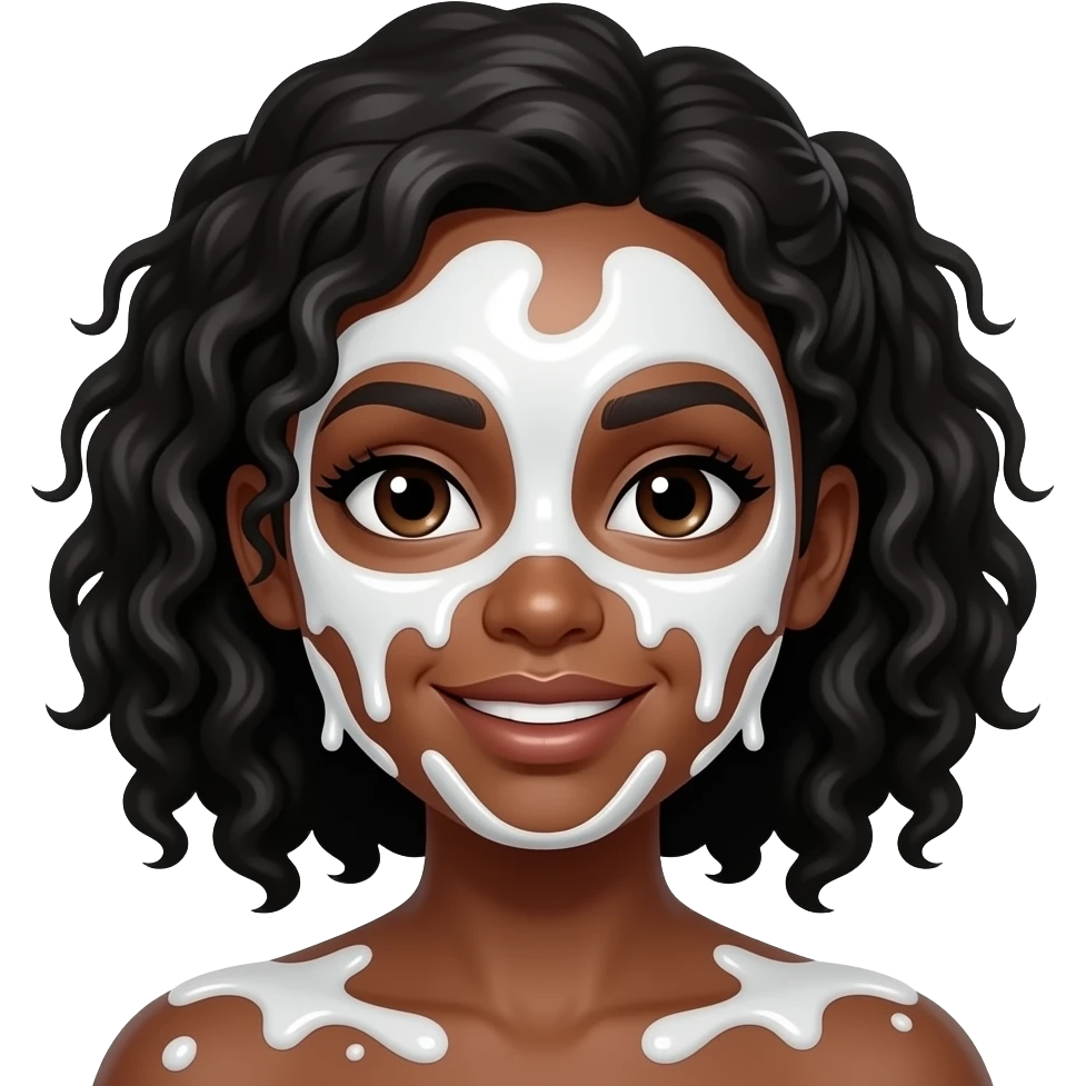 Black woman with white slime all over face emoji