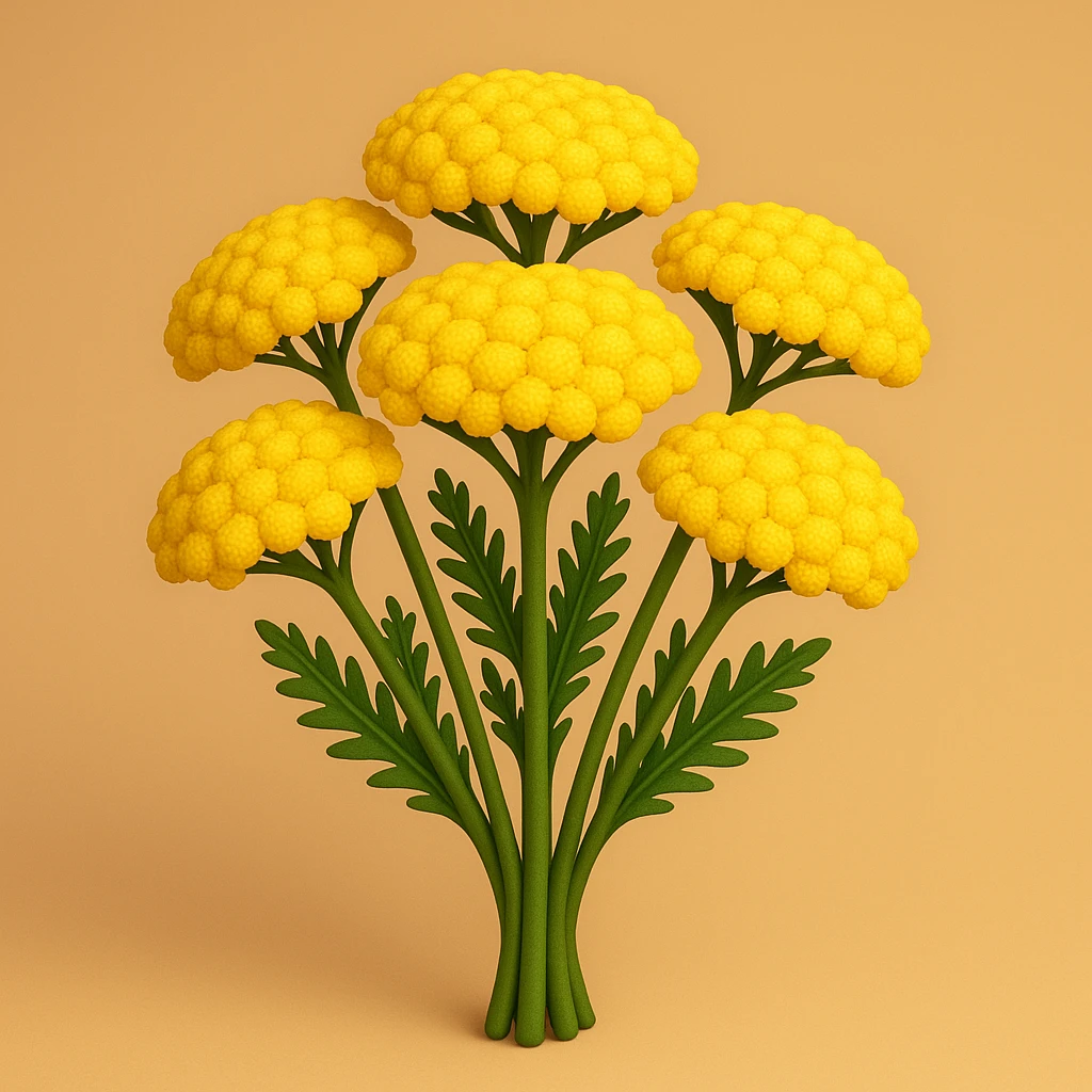 3D iOS emoji style cartoon voluminous yellow yarrow flower bouquet, no anthropomorphic features, natural volume and color emoji