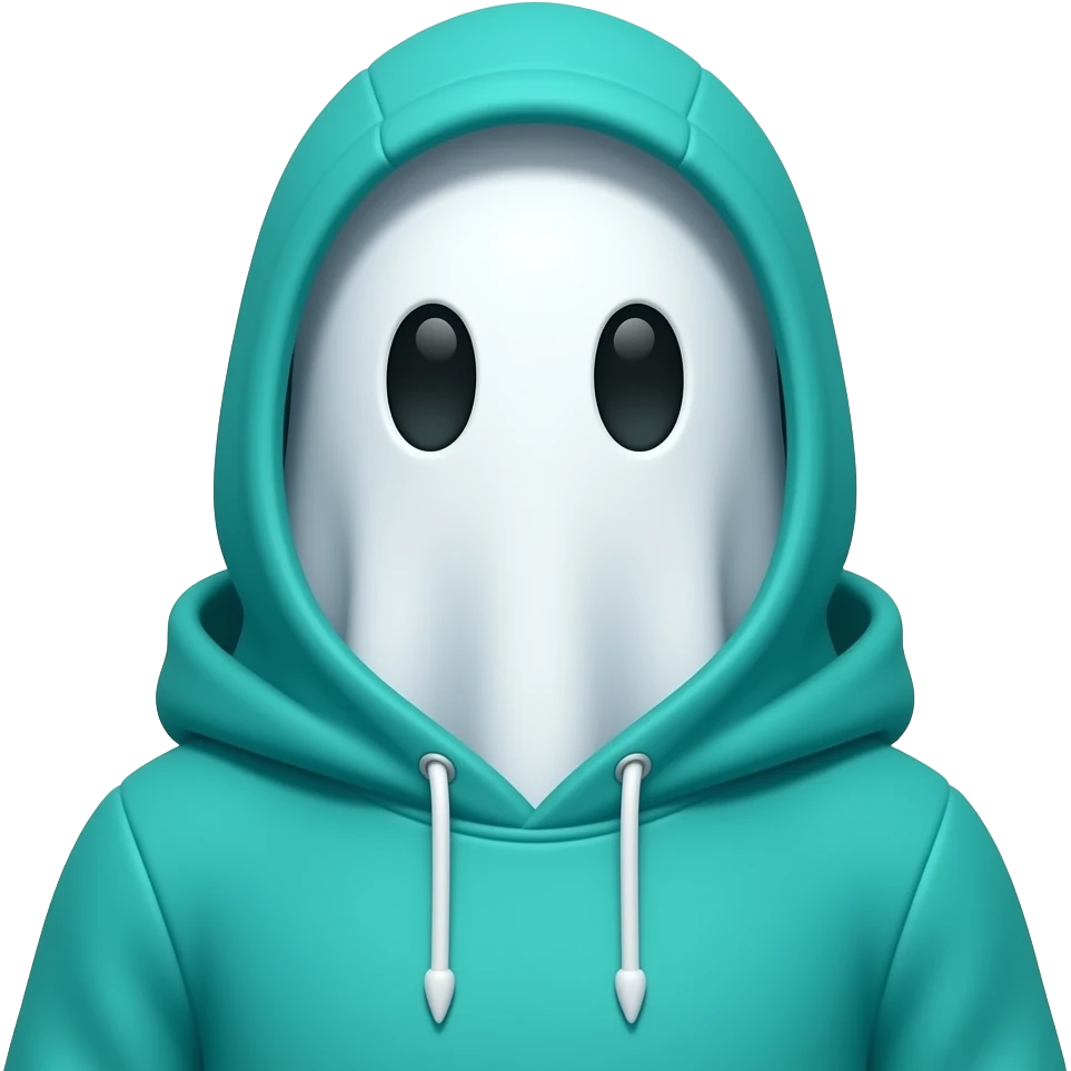 Ghost in cyan/ green hoodie emoji emoji