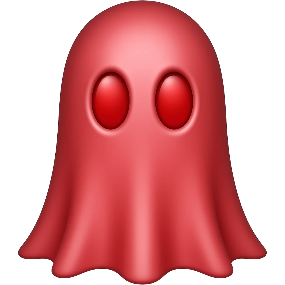 Kawaii solid red ghost with matching colored eyes emoji