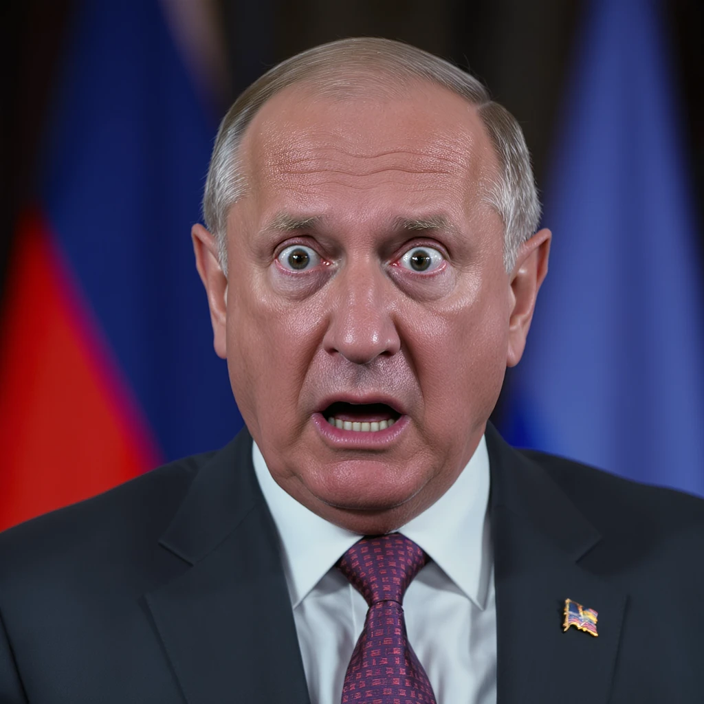 highly realistic, photorealistic portrait of Vladimir Zelensky with an expression of fear and shock, entire head and shoulders fully visible, centered in frame emoji