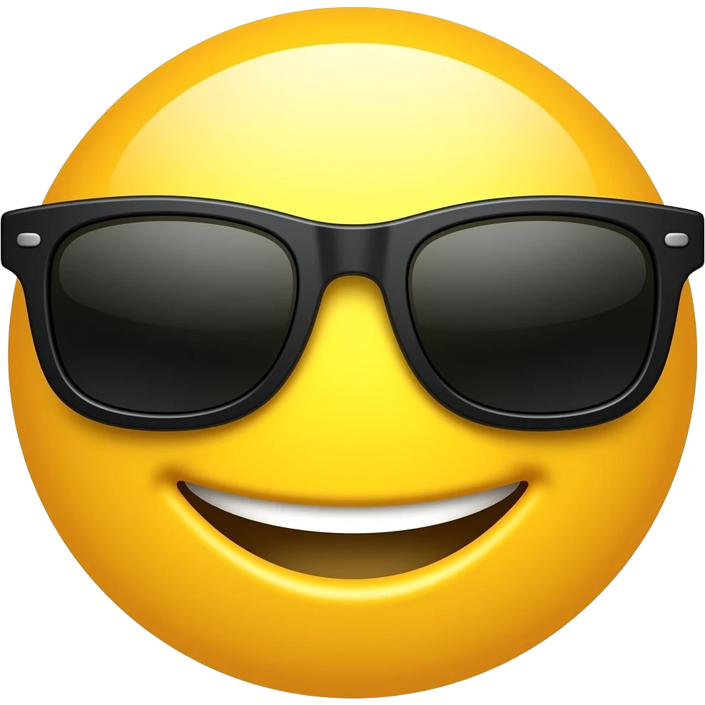 smiling yellow emoji wearing sunglasses emoji