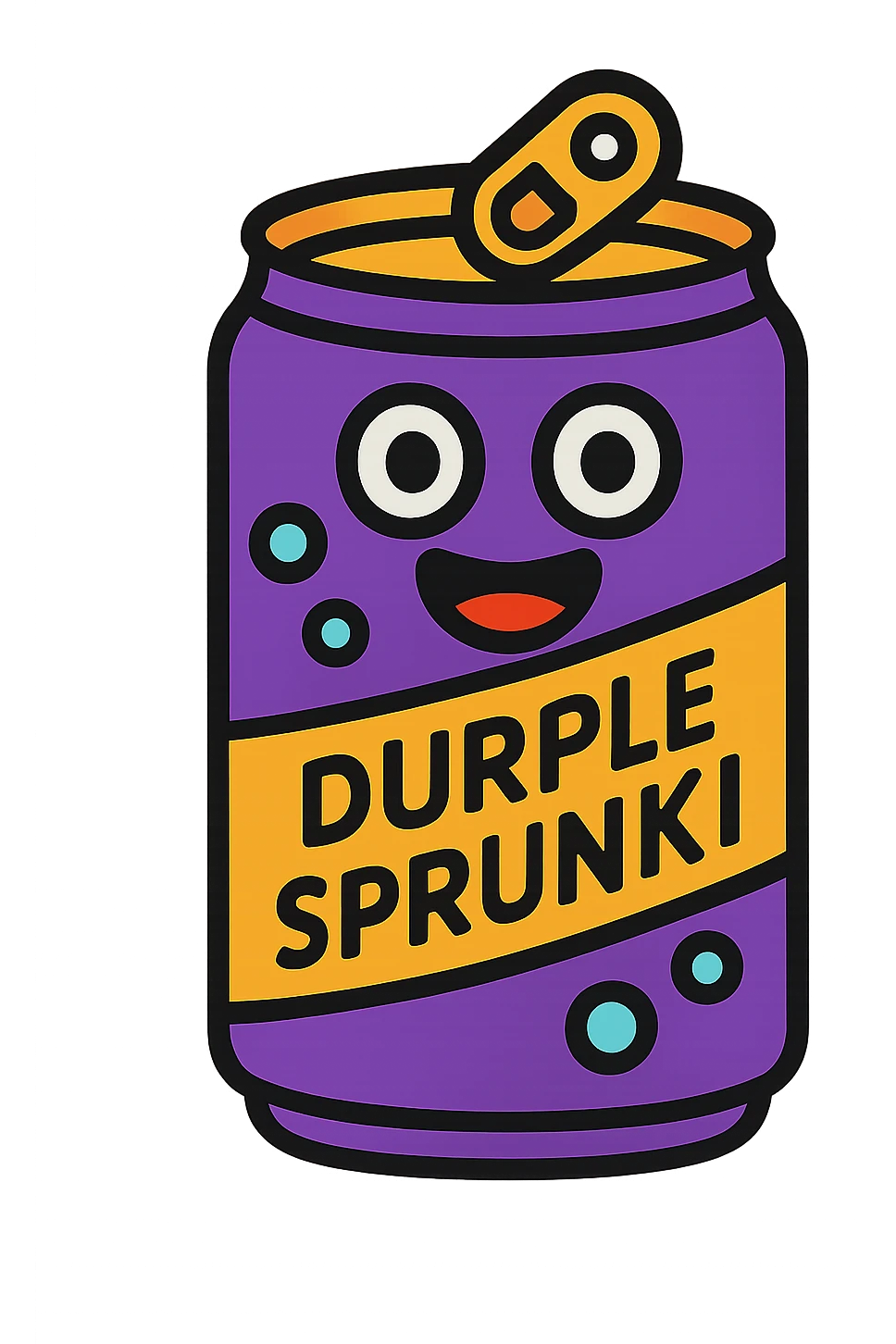 Durple Sprunki as a playful color icon, outlined, cartoonish, bold colors emoji
