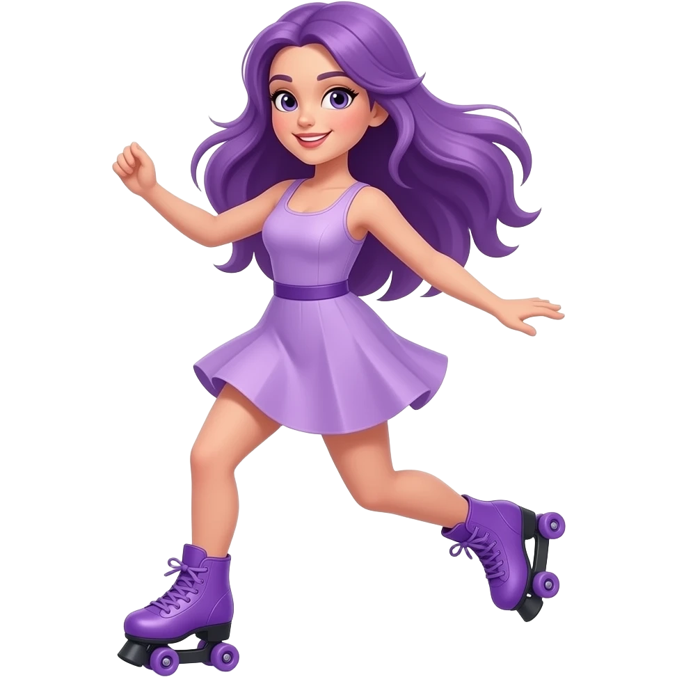 sexy girl with long purple hair and purple is skating emoji