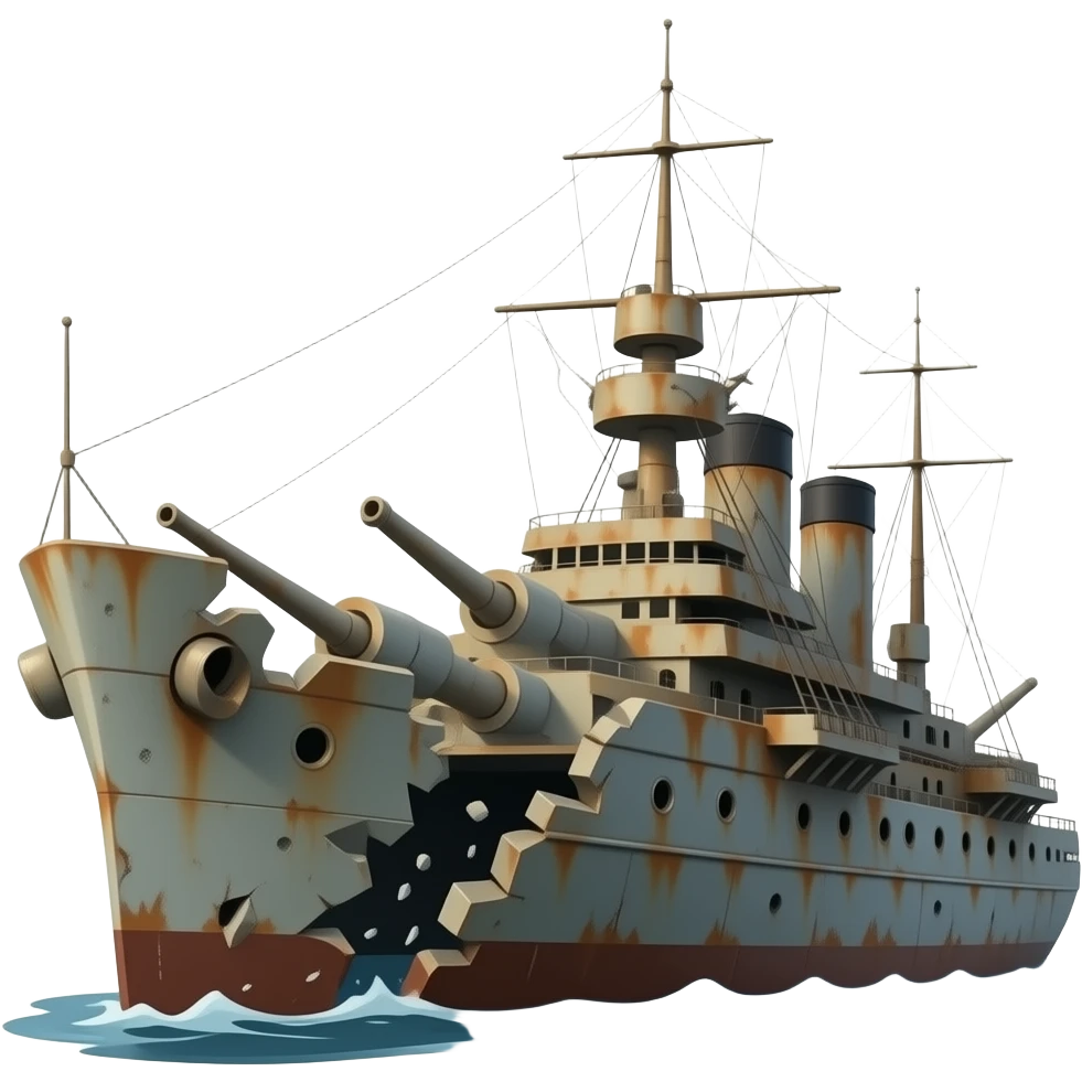 warship rusty destroyed broken in half emoji