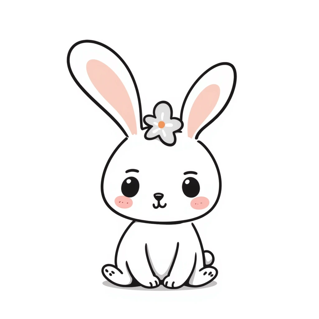 kawaii bunny with sparkly eyes and a huge smile, soft pastel colors, dreamy hand-drawn style emoji