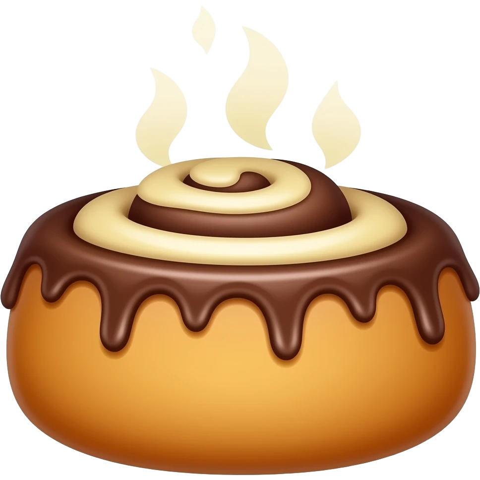 Cinnamon roll, icing on top, drizzling emoji