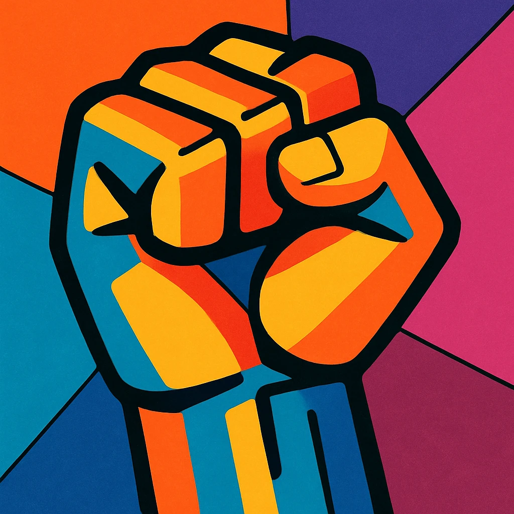 a fist in a creative vibrant toon style, artistic and unique emoji