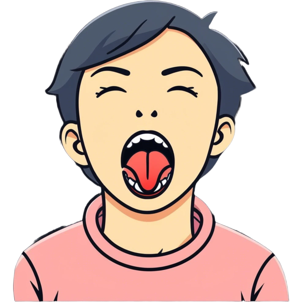 Human choking itself tounge out emoji