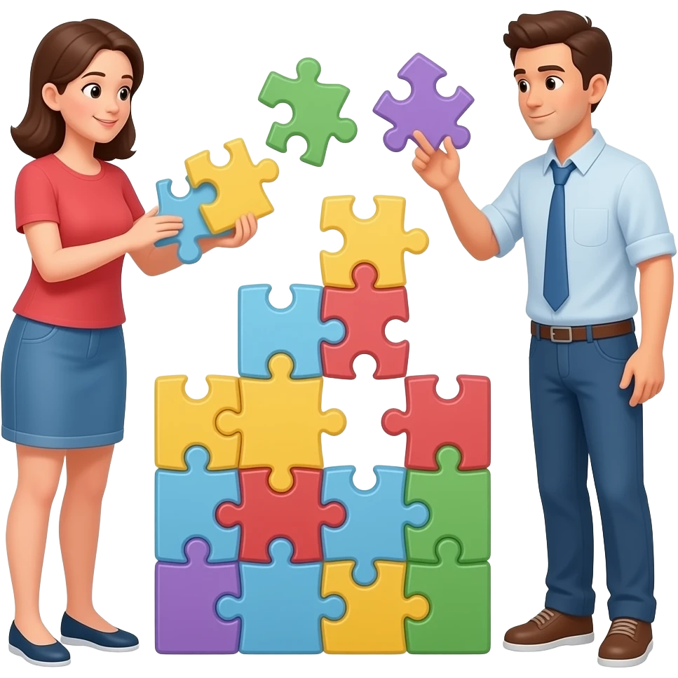 woman and men puzzles emoji