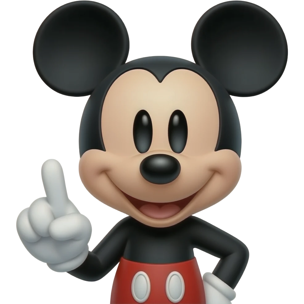 Mickey Mouse flipping the middle finger emoji