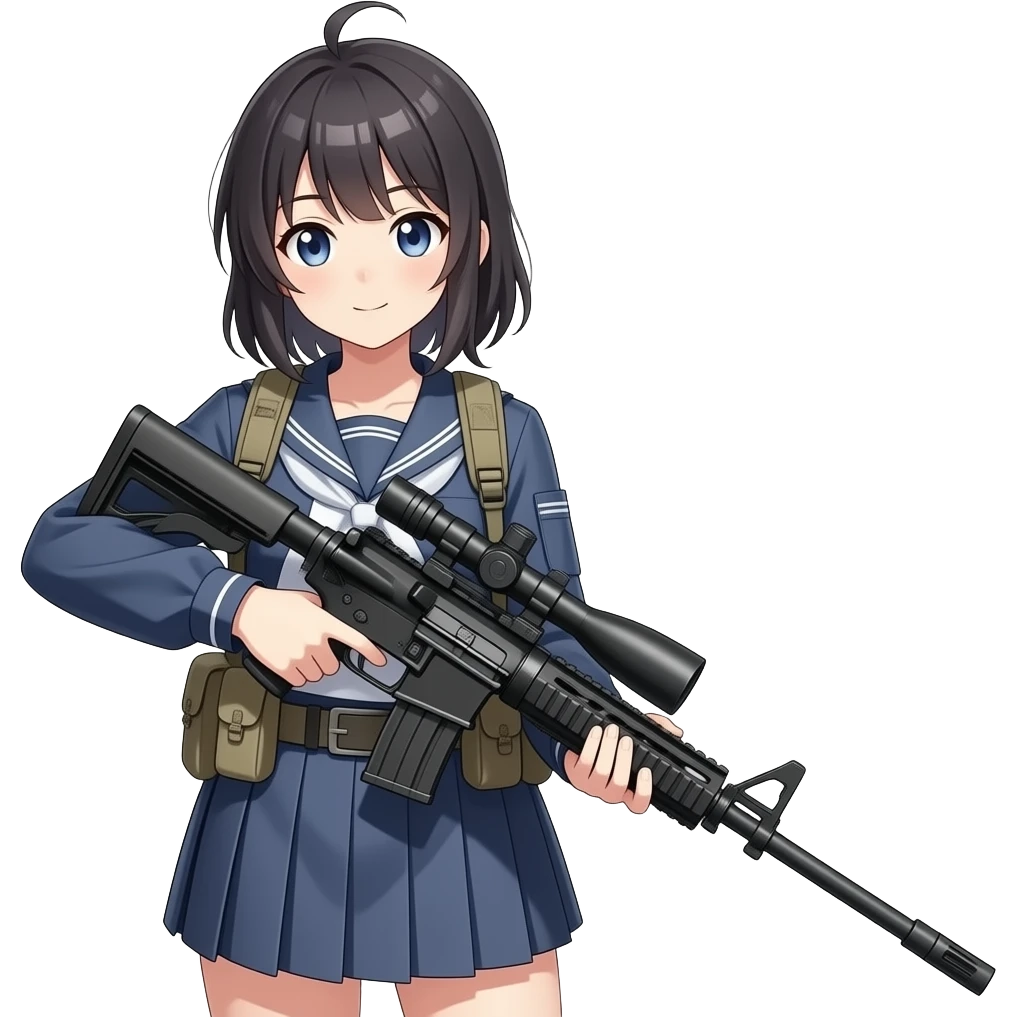 Anime girl with a sniper emoji