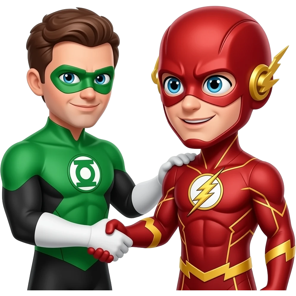 Green Lantern handshakes a The Flash emoji