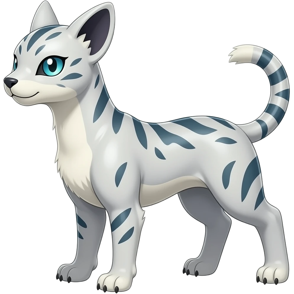 Digitigrade elemental realistic pretty elegant sleek shiny patterned quadrupedal Randomly marked randomly colored Shinx-Liepard-Electrike-Fakémon-Digimon-animal-hybrid, full body, short nub-tail emoji