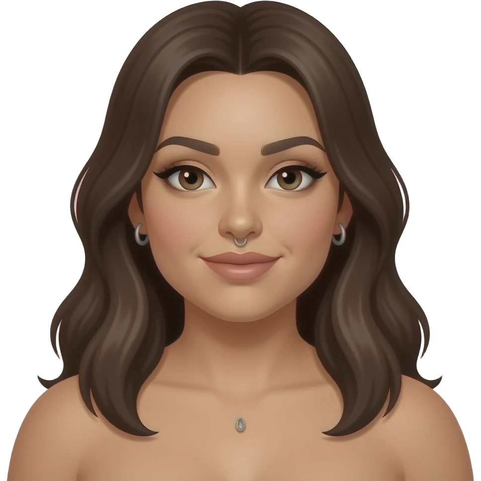 Naked Brunette chubby white woman with nipple piercings emoji