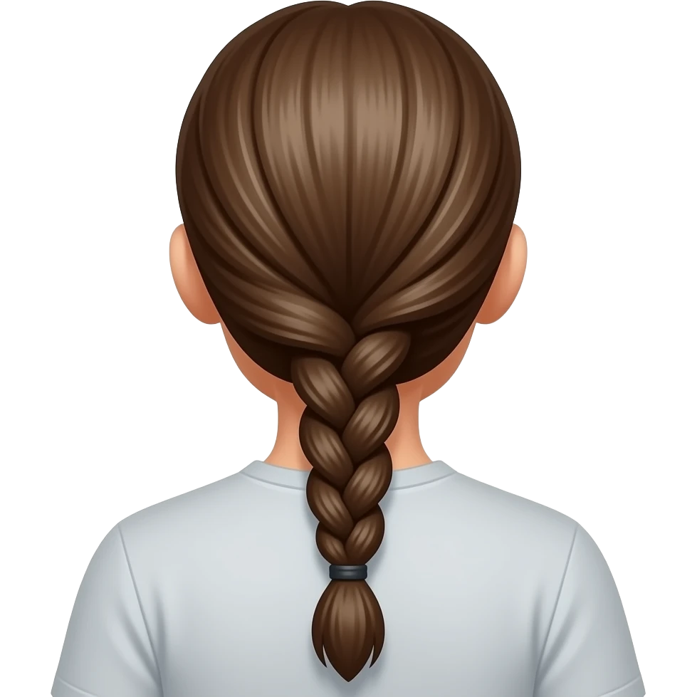 someone’s hair from the back, just a plain long braid, no face showing, no shirt showing , no ears showing emoji