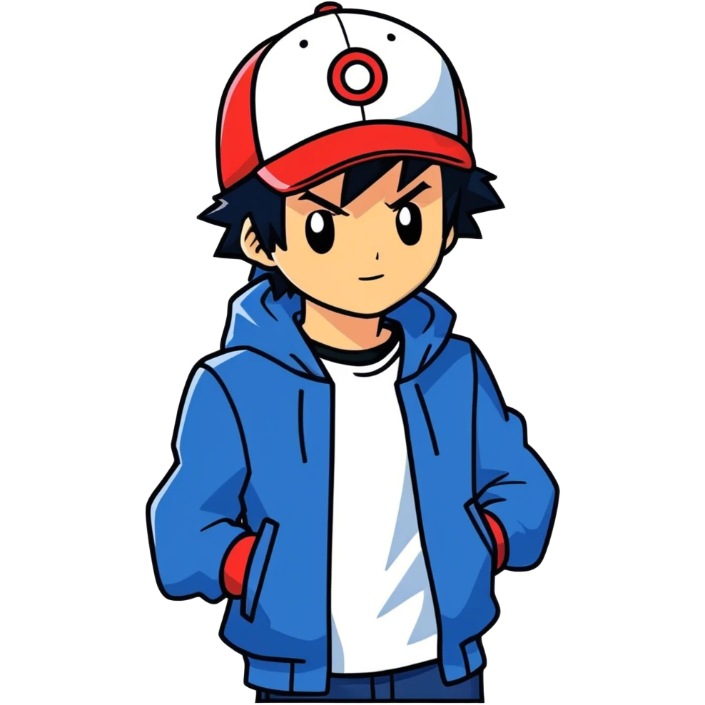 Adult handsome Ash Ketchum emoji