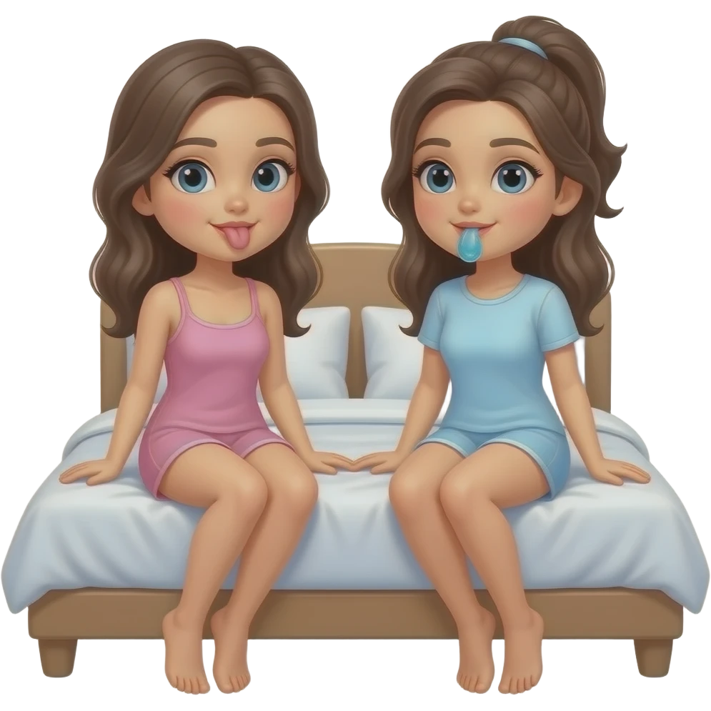👩👩👄👄👄👅💦💦💦💦🛏(no clothes, sitting ontop of bed emoji