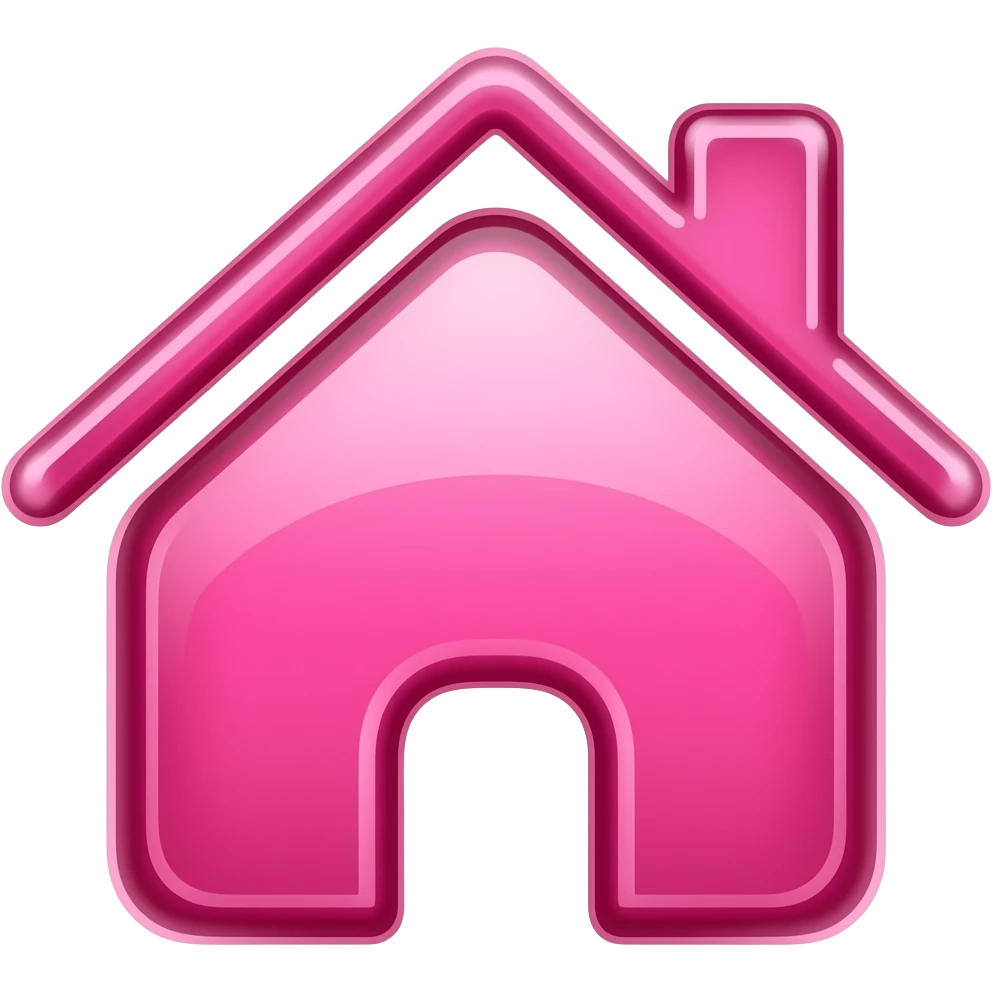 ícone casa deep pink vidro neon brilho cegante emoji