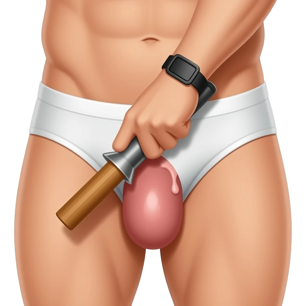 Make a men showing his penus and his cum is coming out of it and also fucking show his dick emoji