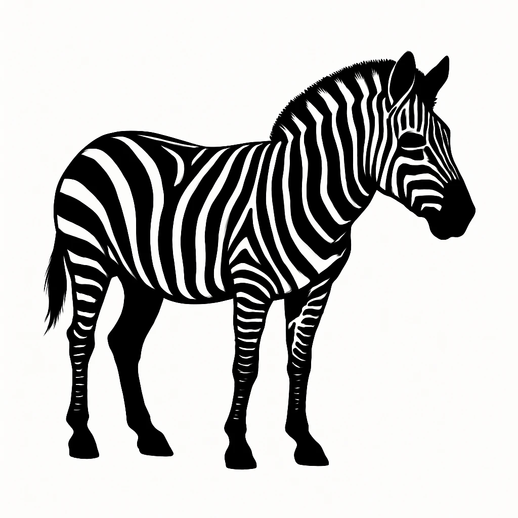Zebra black silhouette white background emoji