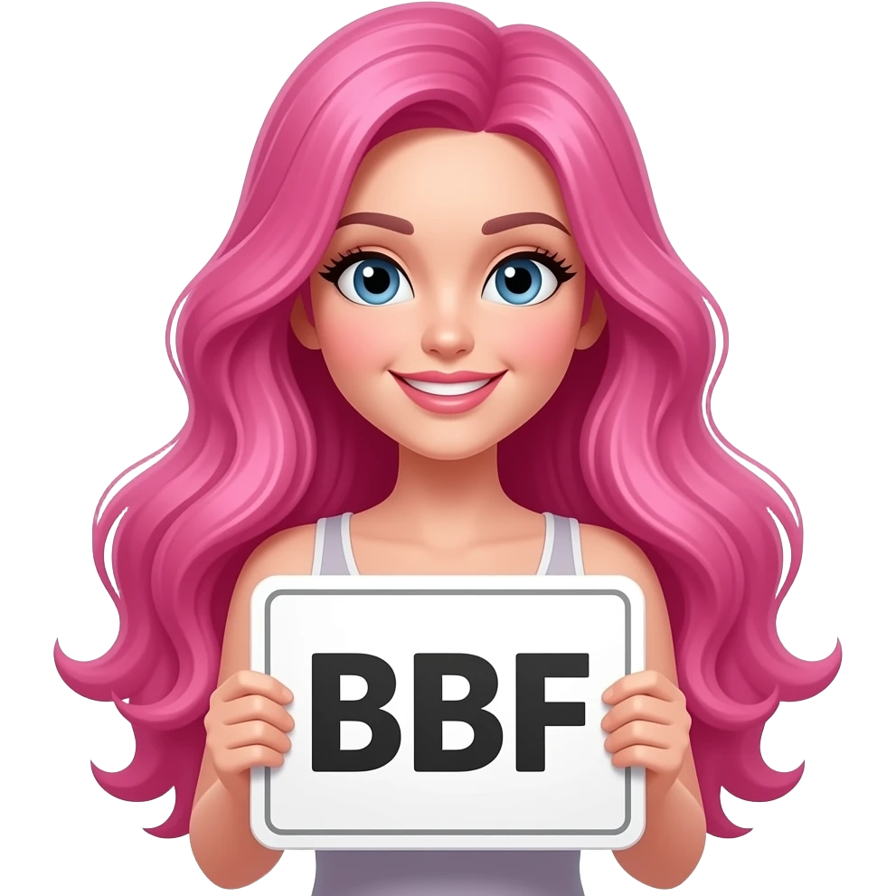 sexy girl with long pink hair holding a BBF sign emoji