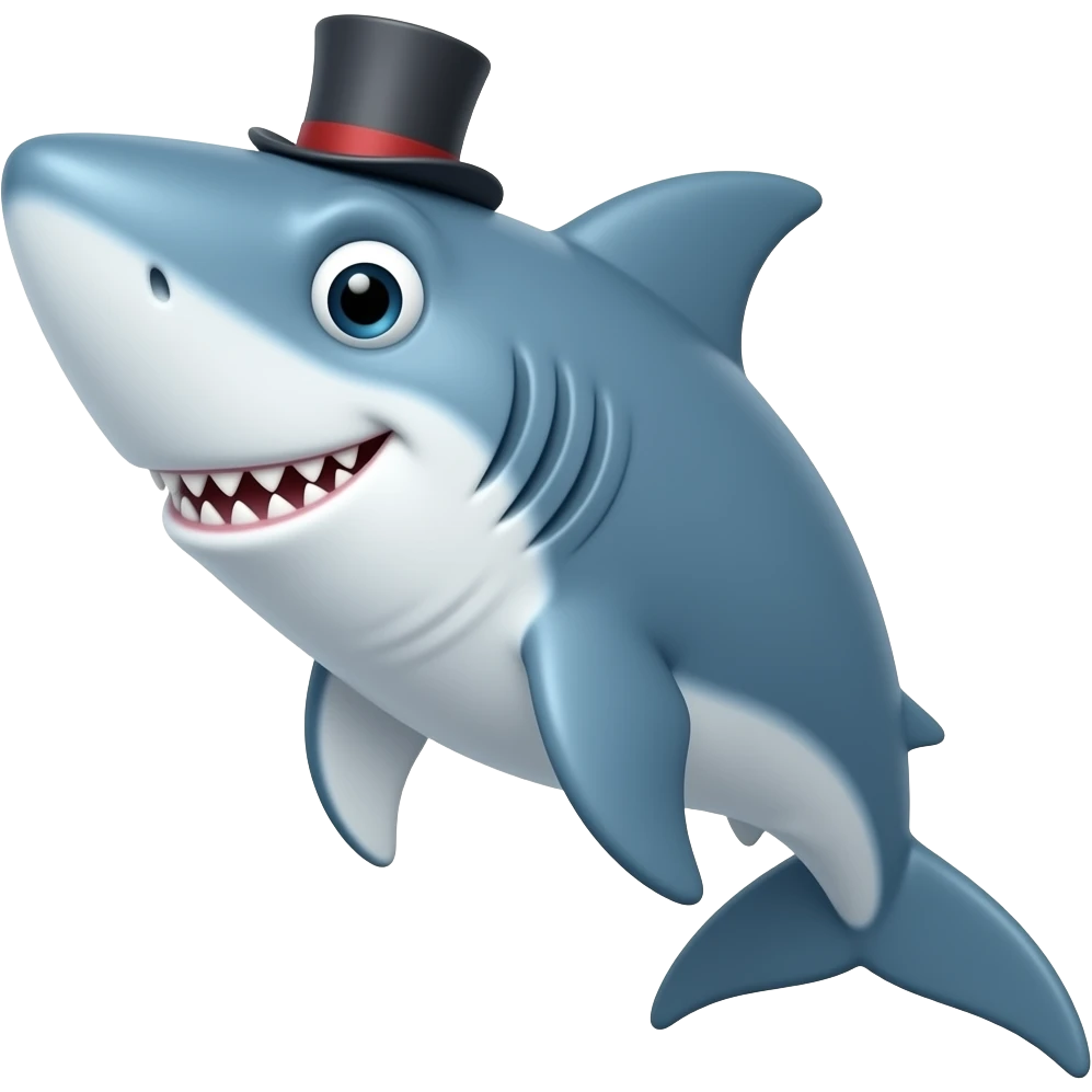 Shark with a top hat emoji