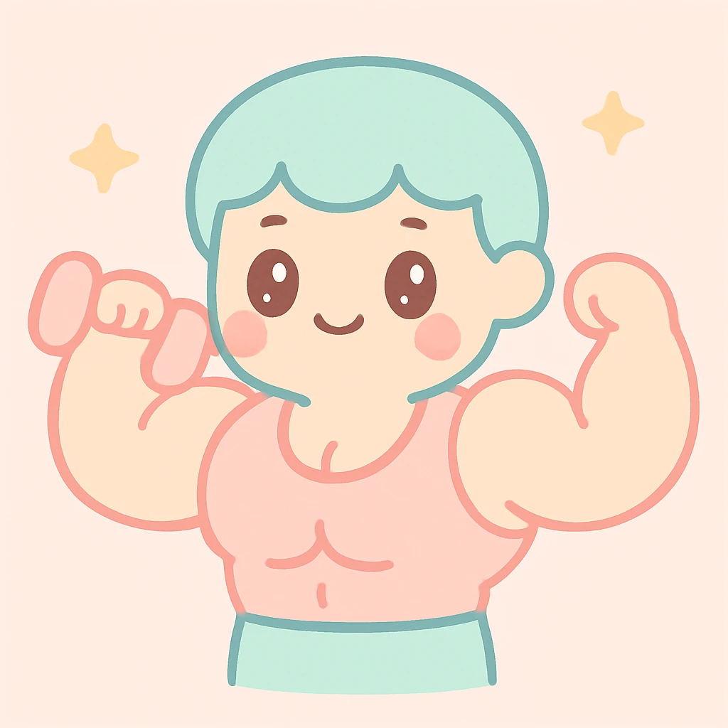body builder, kawaii style emoji
