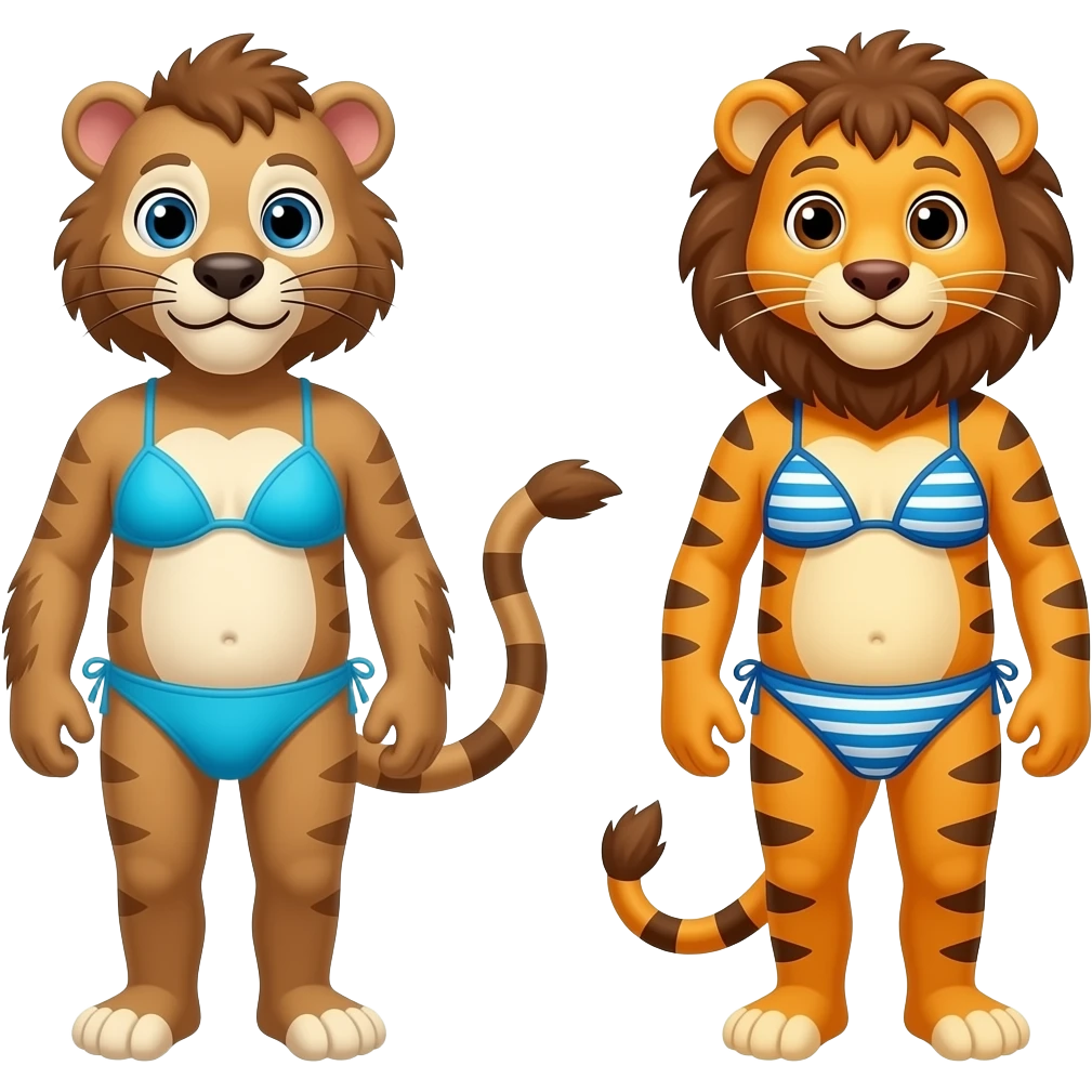animales de la selva con vestido de baño emoji