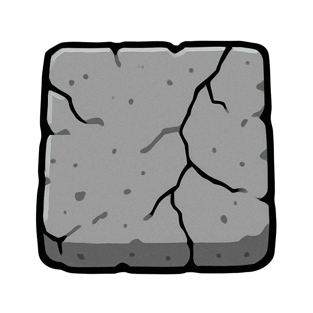 stylized stone tile, top-down view, visible cracks, rough texture, cool gray tones, cartoonish look emoji