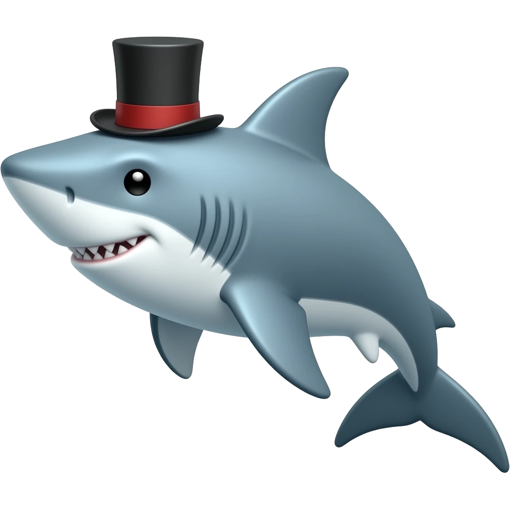 Shark with a top hat emoji