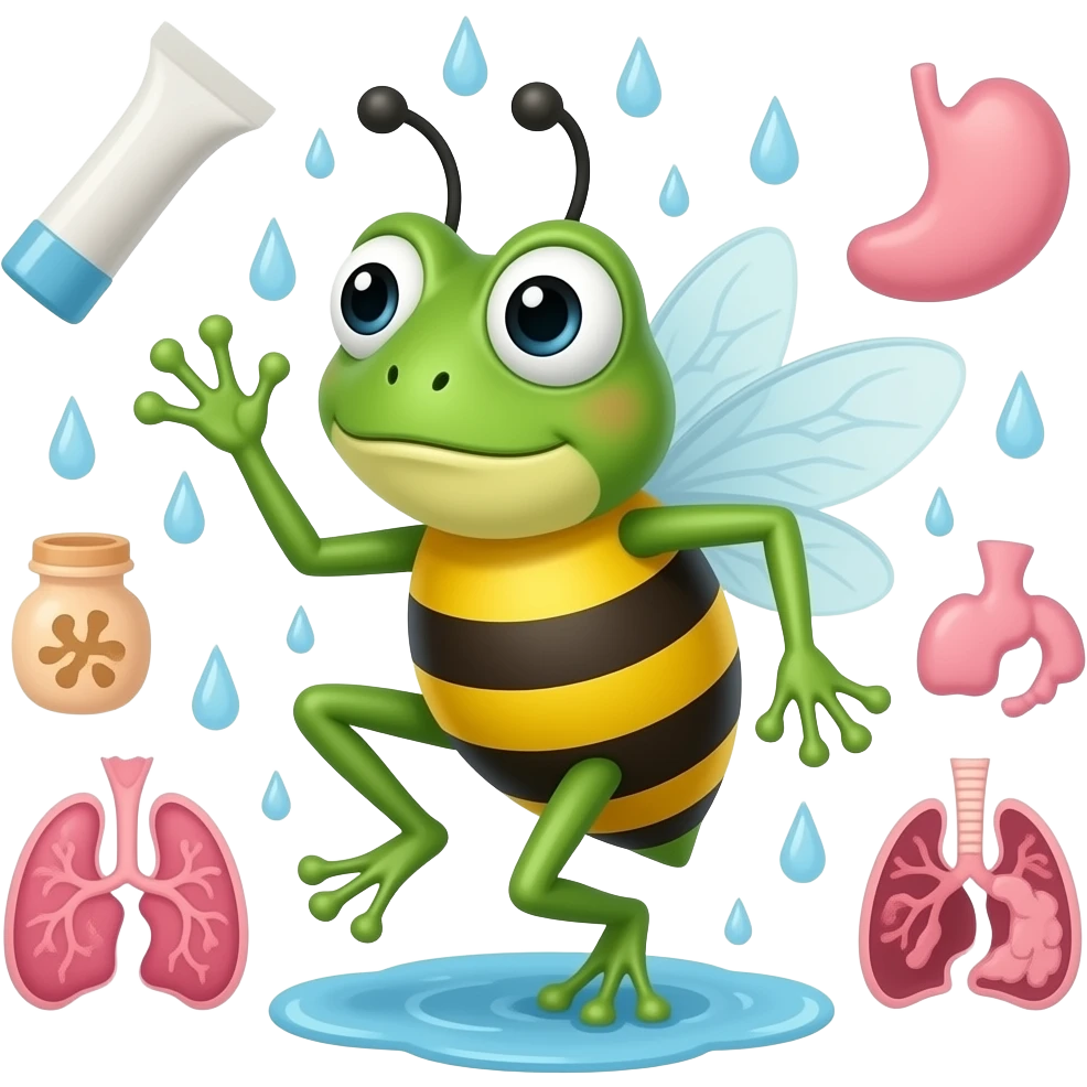 The bee/hygiene/organs/rain/frog dance emoji