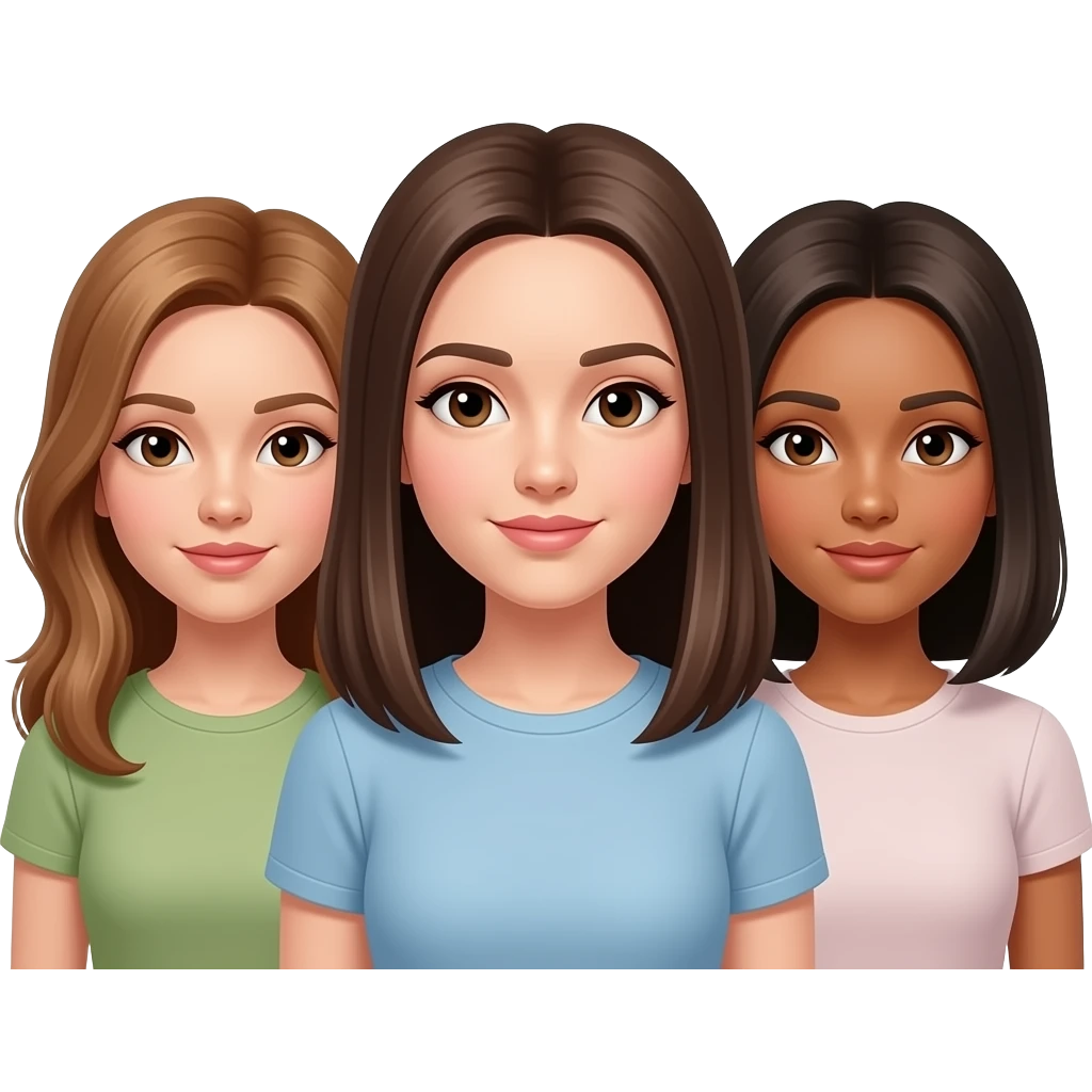 Trepero s amigas una castaña clarito pelo liso y las otras dos pelo moreno y liso emoji