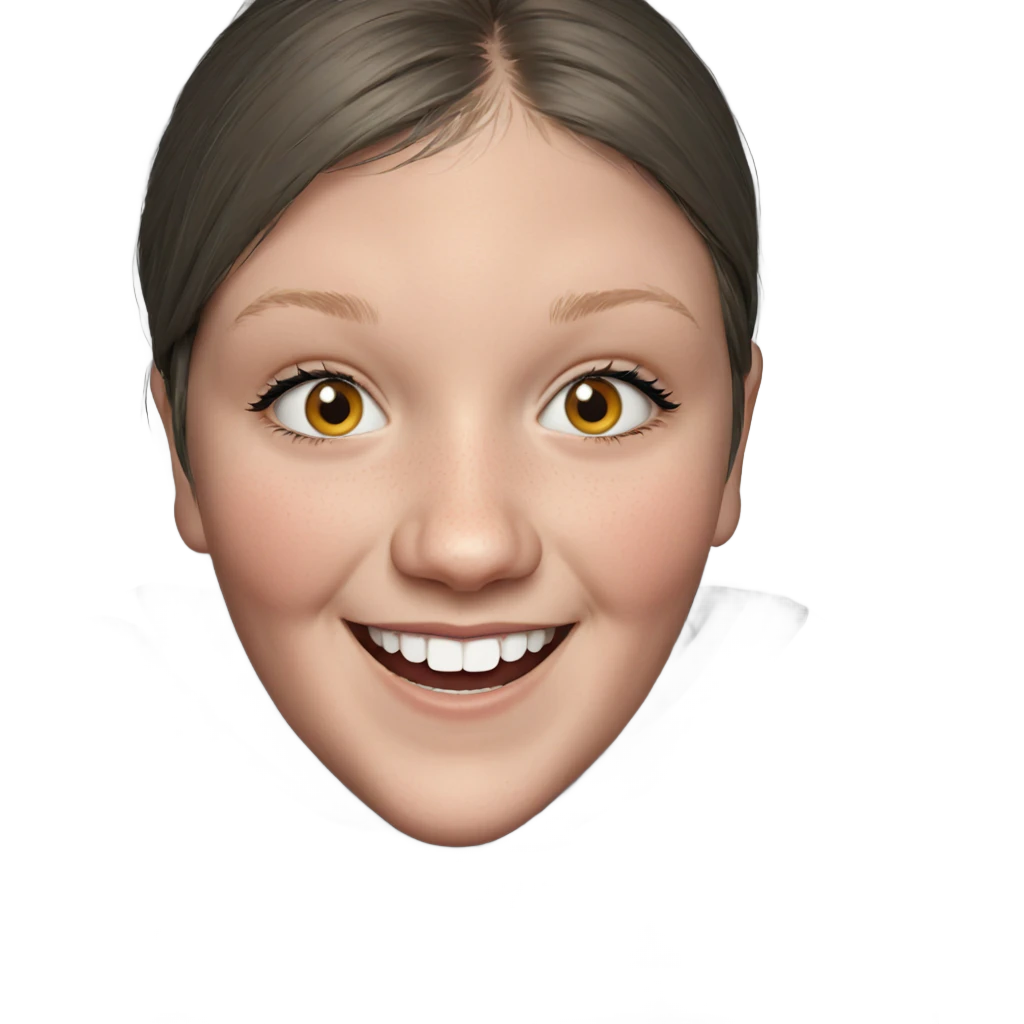 smiling girl in grey hoodie emoji