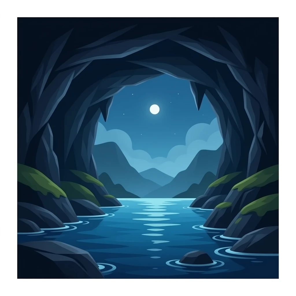 une grotte très sombre il ne doit pas y avoir de l'eau il fait juste sombre emoji