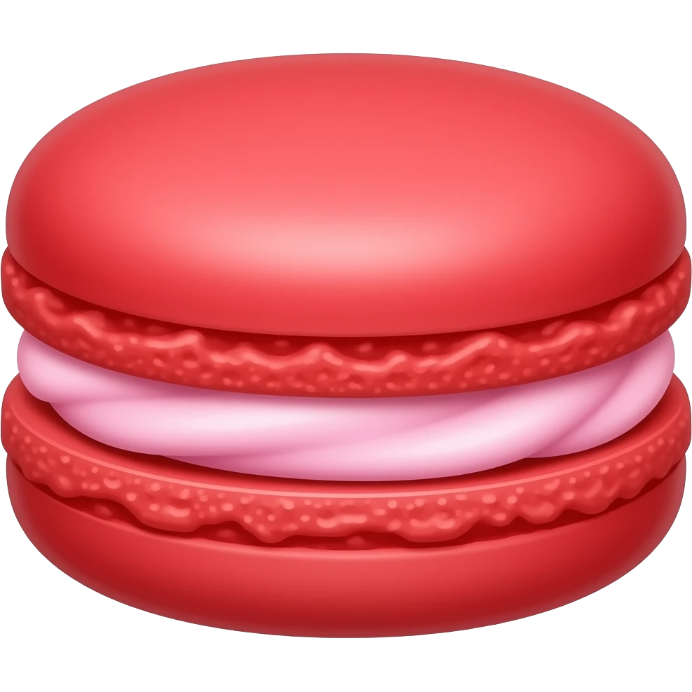 a red macaron with a pastel pink filling emoji