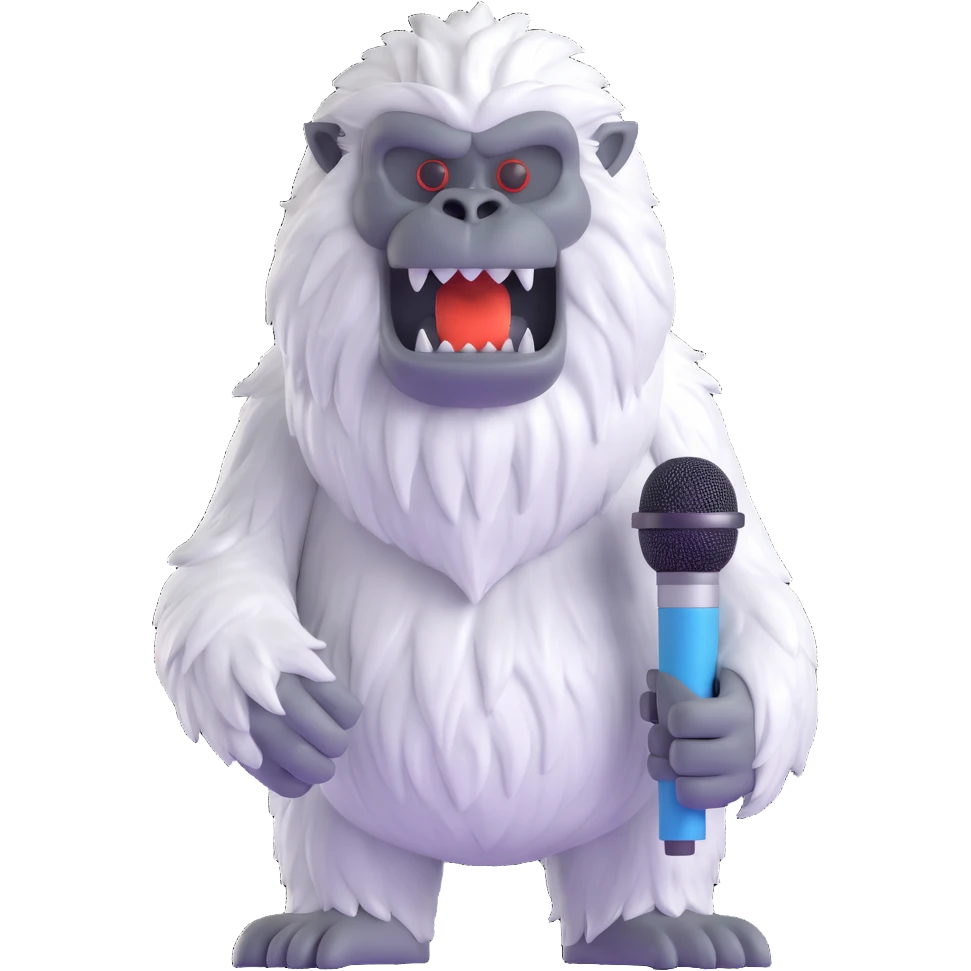yeti with a microphone emoji